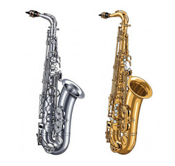 Naklejka premium Saxophone on a white background, digital illustration