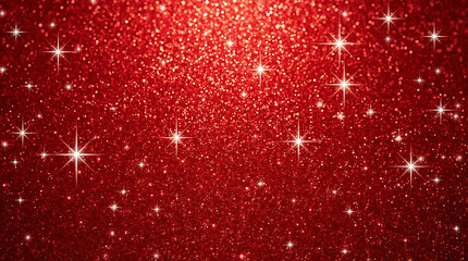 Stunning red glitter background with sparkling stars for elegant holiday designs and festive promotions, perfect for Christmas and Valentine's Day