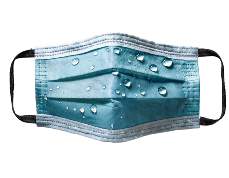 Face mask sheet folded with water drops, PNG - Powered by Adobe