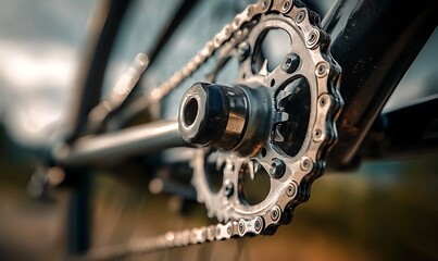 Detailed view bicycle chainring showcases design mechanical efficiency and transport