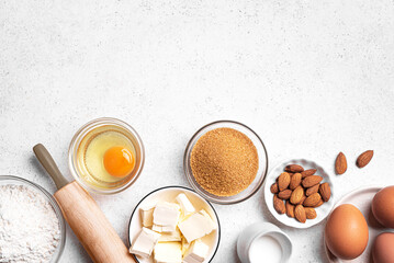 Naklejka premium Baking background with baking ingredients