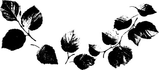 Fototapeta premium Black and white stencil illustration of drifting autumn leaves for seasonal design