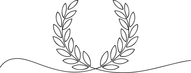 laurel wreath one line continuous vector  illustration. Single line laurel wreath icon. one line Icon drawing © Mofazzelh
