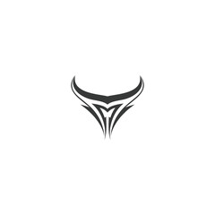 Stylized Tribal Bull Horns Silhouette Vector Icon