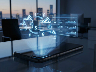Holographic digital wallet and currency flow from smartphone device