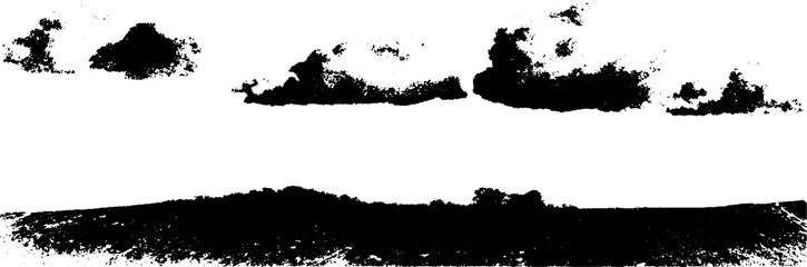 Fototapeta premium Black and white stencil illustration of heavy cloud formation for urban art design