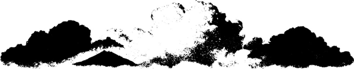 Fototapeta premium Black and white stencil illustration of heavy cloud formation for urban art design