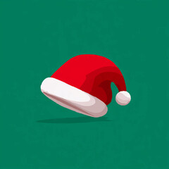 Santa hat resting on a green background for the festive season

