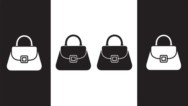Four Handbags Two White Two Black on Contrasting Backgrounds purse accessory 