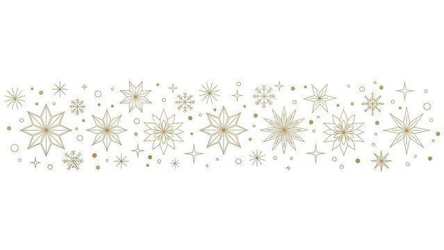 Snowflakes and Stars Border Pattern ,Minimalist Christmas Decorative Line Vector - Powered by Adobe