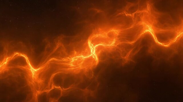 Dynamic orange and red electrical plasma discharge against a dark backdrop, symbolizing raw power and intense energy flow in an abstract illustration