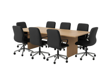 Obraz premium Conference room table with office chairs ready for a business meeting, isolated on transparent background