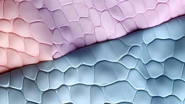 Abstract textured surface with diagonal division of soft pink and cool blue paint strokes creating a visually striking and tactile impression