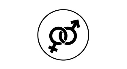 Gender circle emblem with symbols black white icon 