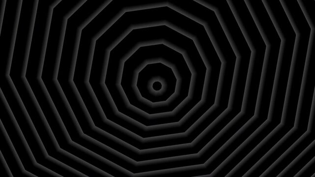 Plain Abstract geometric pattern of dark gray decagons on black background suitable for backgrounds, branding, web design, and prints.