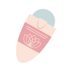 Cosmetic products and beauty care items in soft pastel illustrations