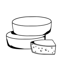 stacked cheese wheels hand-drawn vector illustration