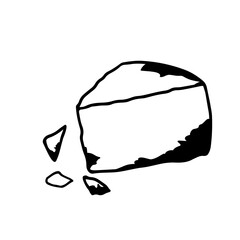 cut piece of Parmesan cheese on white background hand-drawn vector illustration