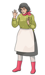 Vendor Woman in Apron and  red Boots