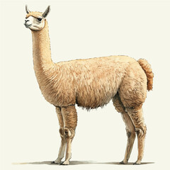 Obraz premium watercolor painting of Alpaca, isolated on a white background.