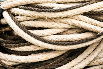 Texture of ropes in the port