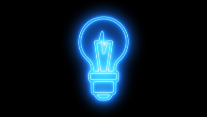 Glowing blue neon lightbulb illustration representing a bright idea, innovation, or technology on a dark black background, symbolizing creativity and solutions © iexpert360