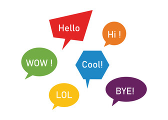 Collection of colorful speech bubbles with common short messages isolated on © MD kibriya Ahamed 