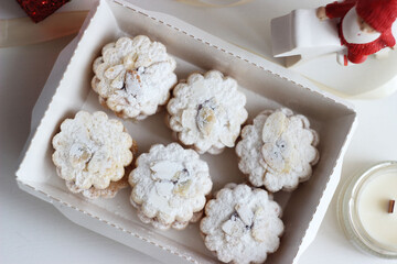 Holiday cookies in a box on the table