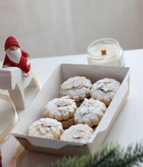 Holiday cookies in a box on the table