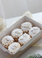 Holiday cookies in a box on the table