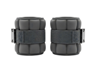 Pair of black ankle weights for fitness and exercise.