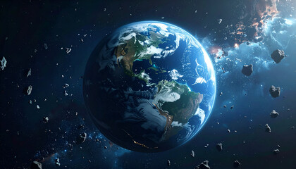 Fototapeta premium Earth in Space - A Stunning View of Our Planet.