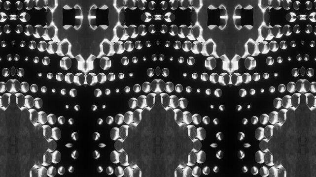 Monochrome Futuristic Sci-Fi Background with Kaleidoscope Mirror Effect and Textured Geometric Shapes Ideal for Industrial Technology Presentations and Visuals