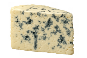 Wedge of blue cheese with mold veins, rich and complex dairy product for cooking and gourmet meals