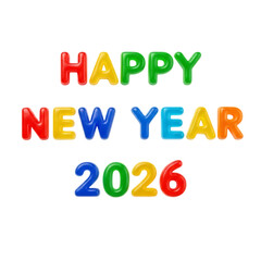 Colorful happy new year 2026 greeting on black background