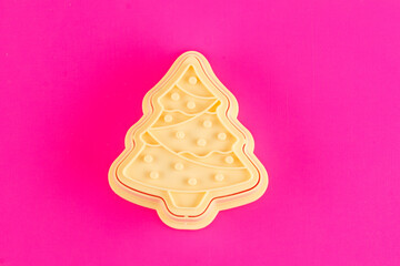 plastic molds for making Christmas cookies on  background