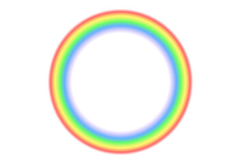 Realistic rainbow arc overlay with vivid colorful spectrum curved shape and round abstract light...