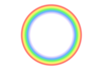 Realistic rainbow arc overlay with vivid colorful spectrum curved shape and round abstract light effects on transparent background for nature sky and fantasy circle design
