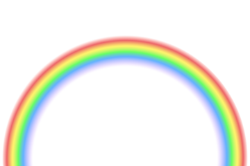 Realistic rainbow arc overlay with vivid colorful spectrum curved shape and round abstract light effects on transparent background for nature sky and fantasy circle design