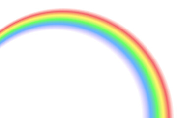 Realistic rainbow arc overlay with vivid colorful spectrum curved shape and round abstract light effects on transparent background for nature sky and fantasy circle design