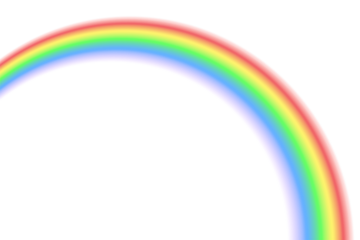 Realistic rainbow arc overlay with vivid colorful spectrum curved shape and round abstract light effects on transparent background for nature sky and fantasy circle design