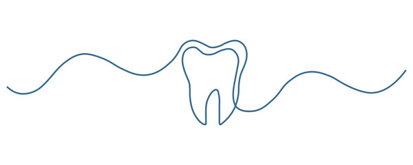 Minimalist tooth line art for dental care branding and modern medical designs offering a fresh, clean aesthetic for healthcare professionals online