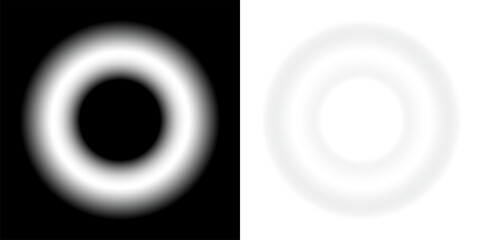 Gradient bright white round halo ring with soft abstract glow creating a smooth radial light effect circle aura as a volumetric rounded shape on transparent background