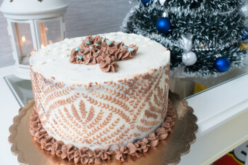 Christmas cake on the table