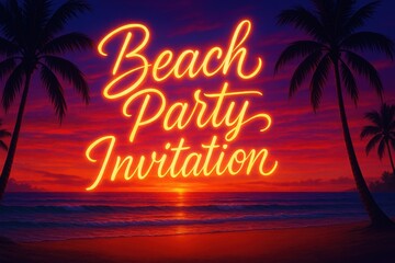 Obraz premium Beach party sunset invitation
