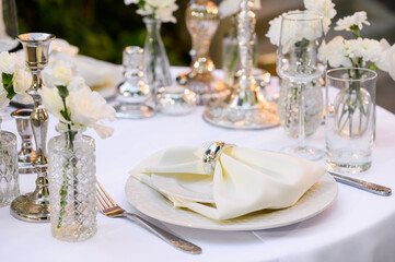 table set for an event party or wedding event or dinner.