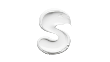 Abstract S-shaped swirl of thick white cosmetic cream or paint isolated on a white background, representing fluidity and purity
