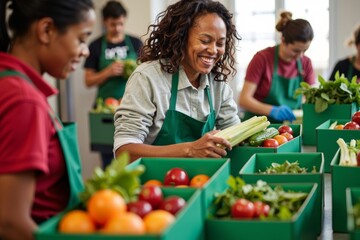 Emotional Moments Captured: Volunteers Packing Fresh Produce for Food Donation Drive
