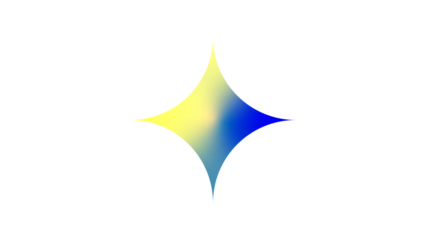A stylized starburst with a soft gradient of yellow to blue is centered on black.