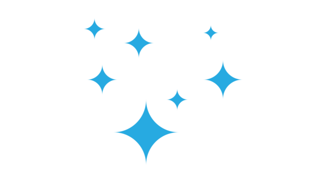 Floating light blue stars twinkle playfully against a stark black background illustration.